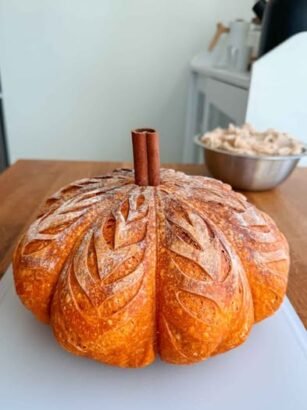 Pumpkin Shaped Sourdough Bread