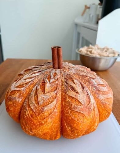 Pumpkin Shaped Sourdough Bread